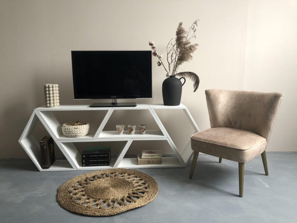 dřevěná police rustikal cera white home COS22