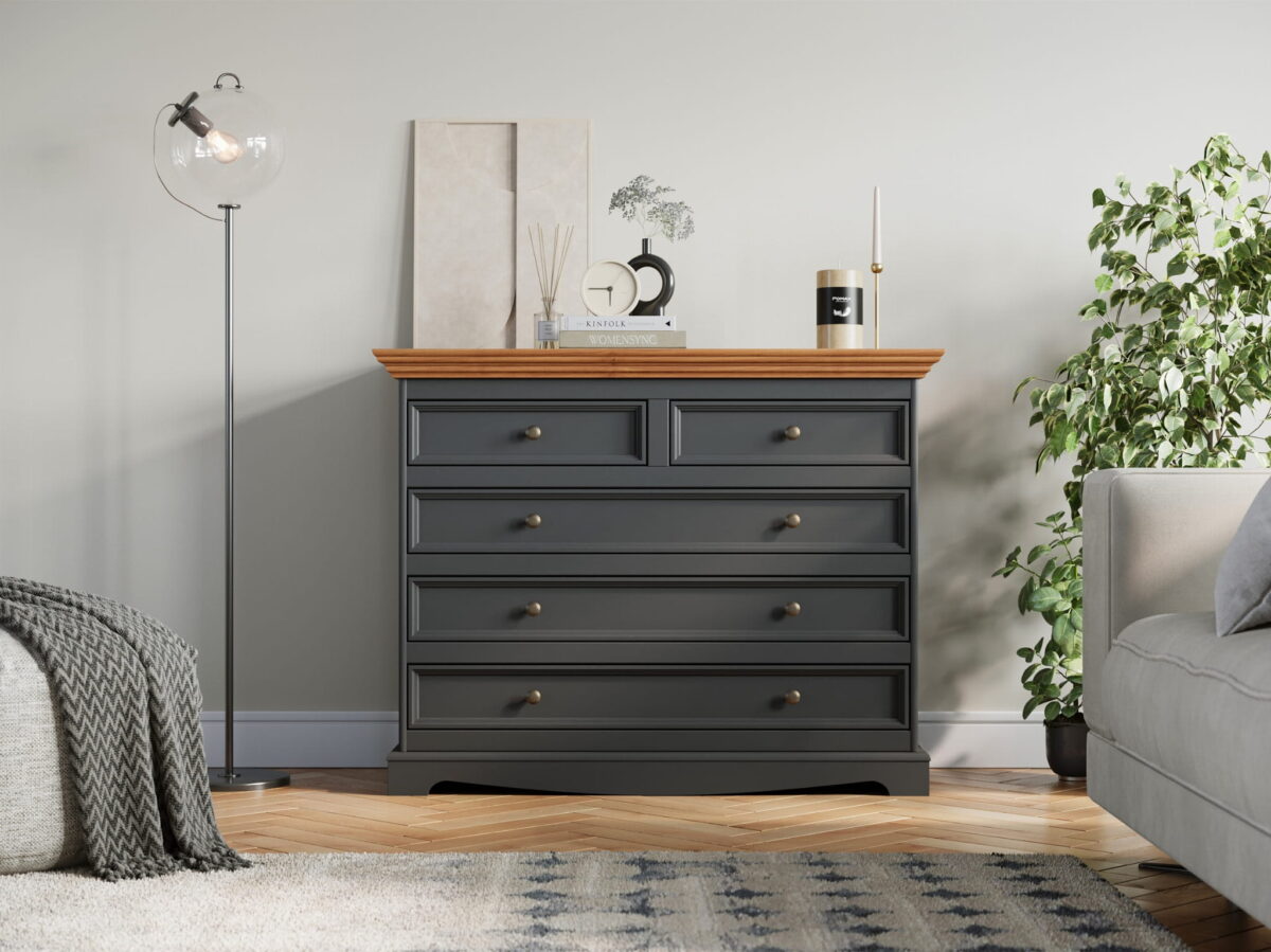 zásuvková komoda belluno elegante gray masiv borovice barva dub (3)