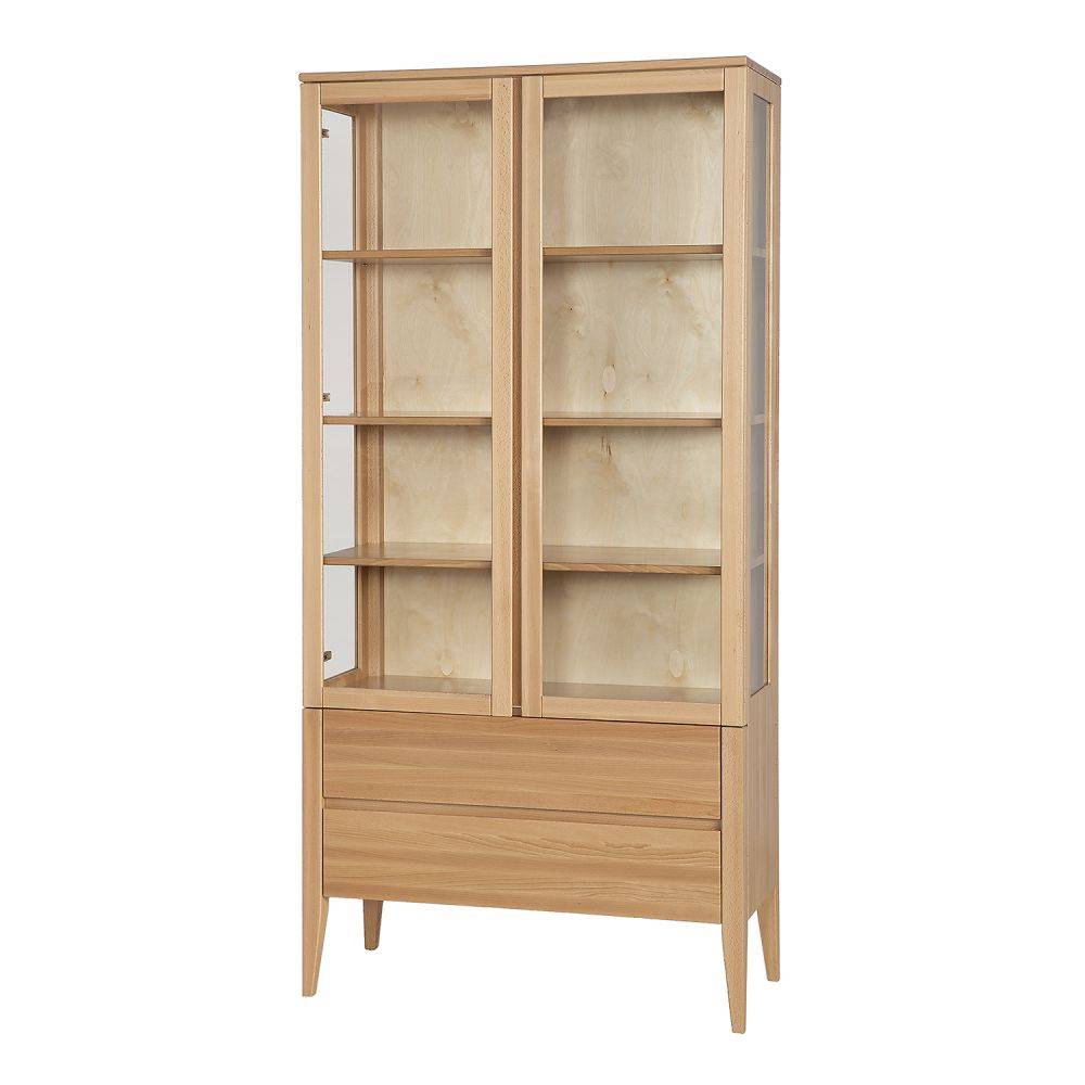 Buková vitrína KW439 Retro – masiv buk – 95/195/40cm (š/v/h)