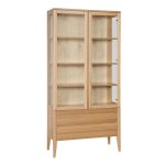 Buková vitrína KW439 Retro – masiv buk – 95/195/40cm (š/v/h)