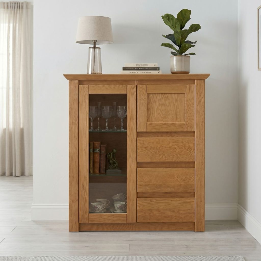 Dubová komoda s barem DB14 Harmony – 104/115/40cm (š/v/h)