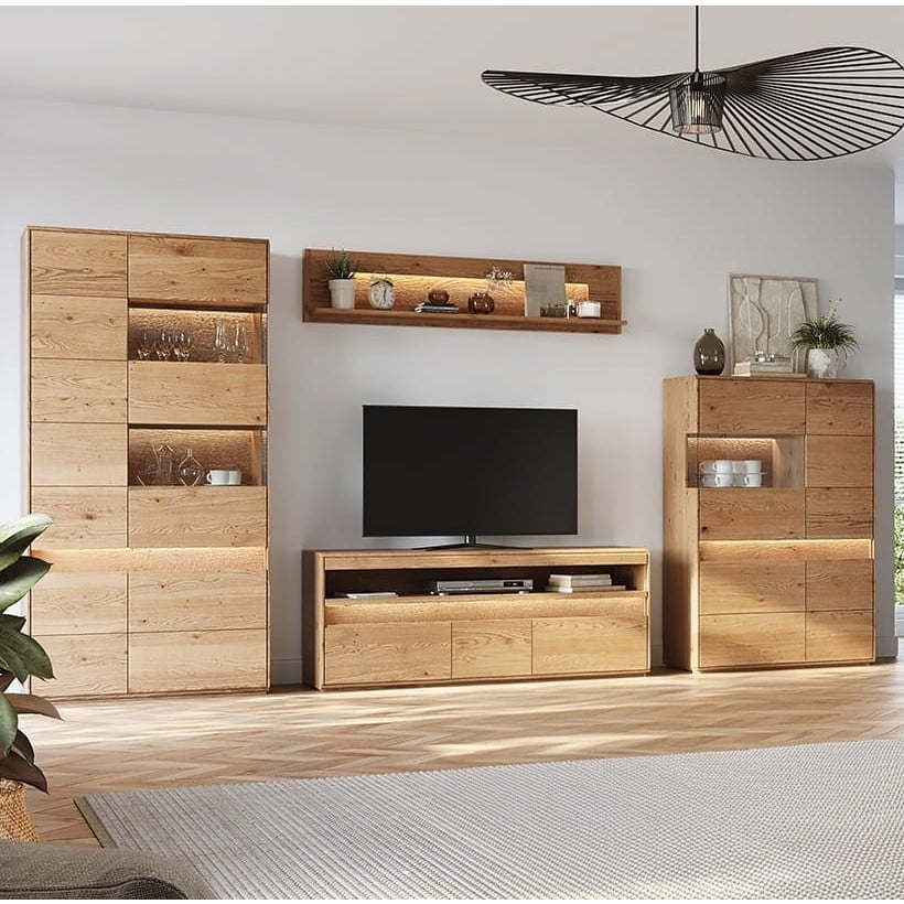 Dubová obývací stěna STRONGEST II – 371/207/44cm (š/v/h)