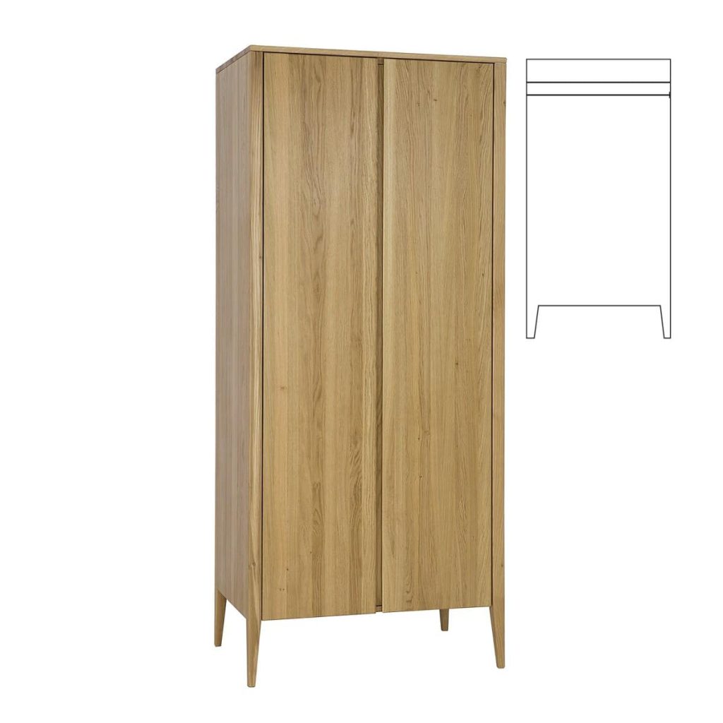 Dubová šatní skříň Heritage SF331 Retro – 90/195/60cm (š/v/h)