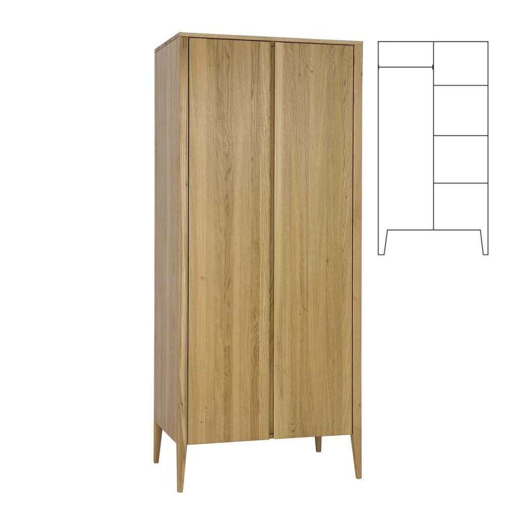 Dubová šatní skříň Heritage SF332 Retro – 90/195/60cm (š/v/h)