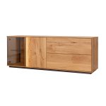 Dubový prosklený TV stolek / TV komoda ESSENCE nr.08 – 165/60/43 ( š/v/h)