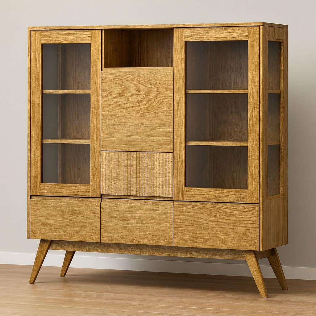JK-VI508 Dubová vitrína 60´s Collection – 150/140/43cm (š/v/h)