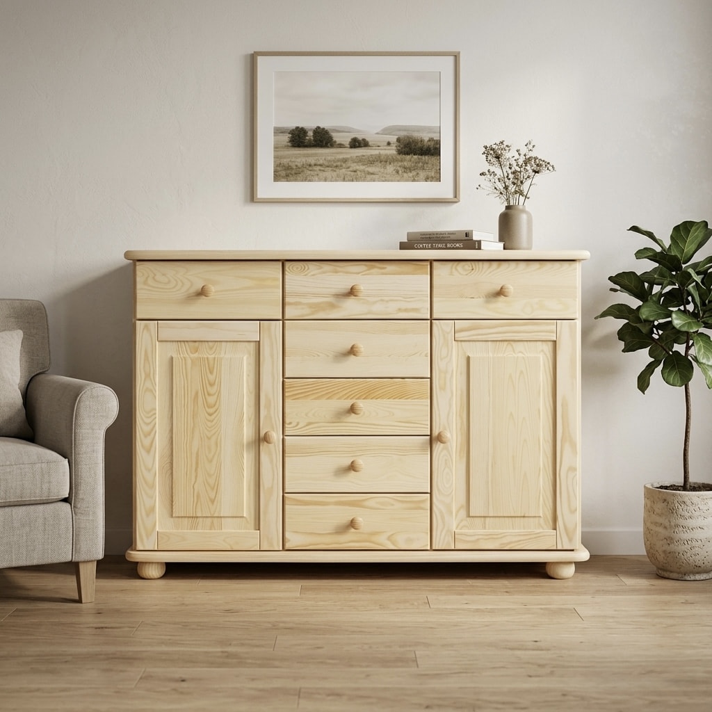 Komoda Country 117 – masiv borovice – šířka 125cm