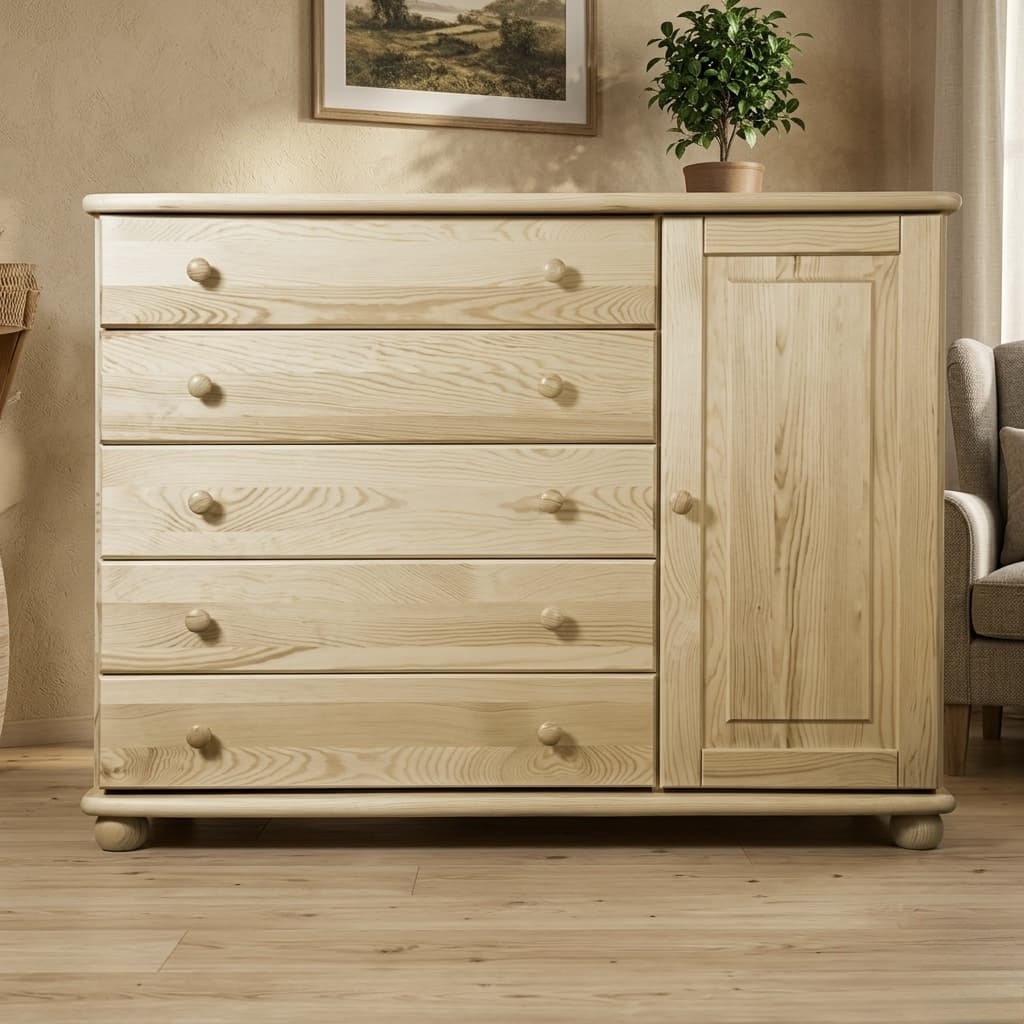 Komoda Country 120 – masiv borovice – šířka 124 cm