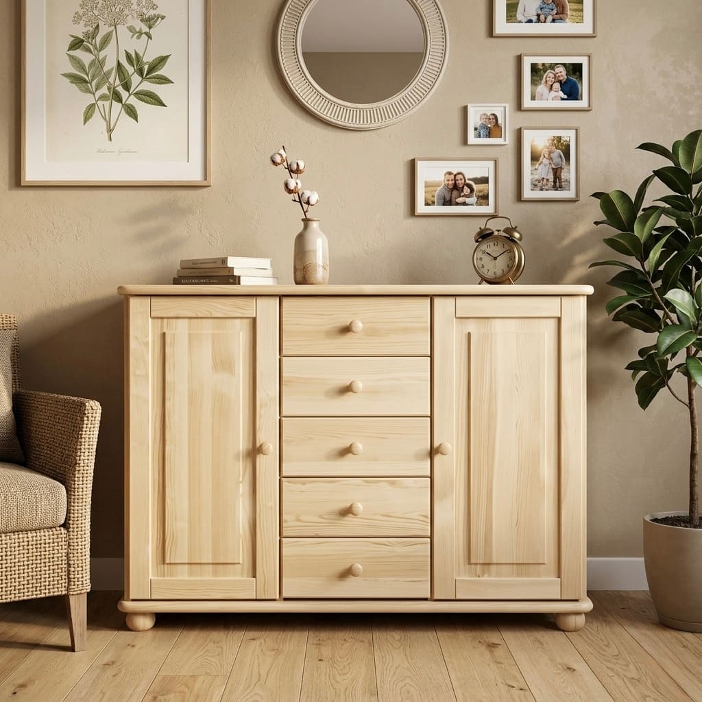 Komoda Country 123 – masiv borovice – šířka 125 cm