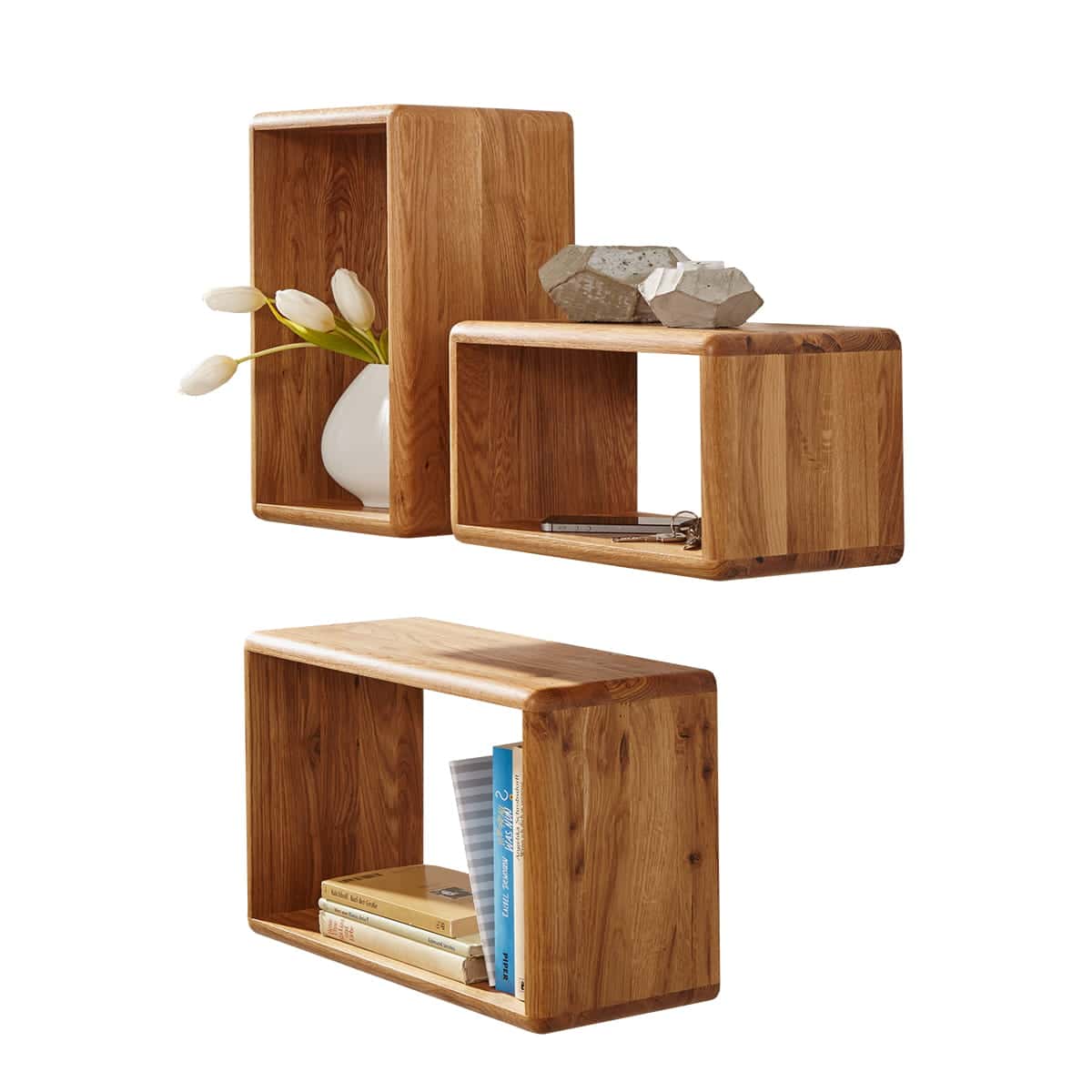 Sada tří závěsných dubových polic OakWood nr.09