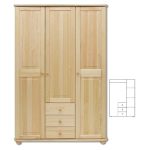 Šatní skříň Country 3+3P – SF101 – masiv borovice – 125/190/60cm (š/v/h)