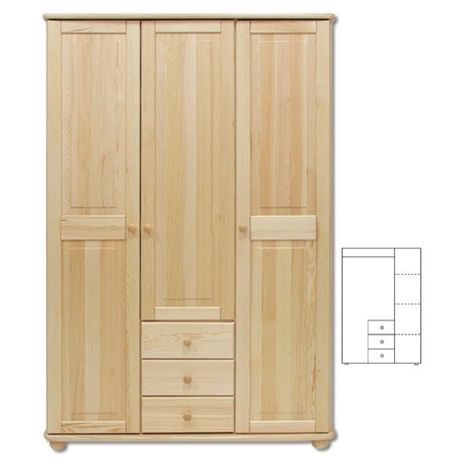 Šatní skříň Country 3+3P – SF101 – masiv borovice – 125/190/60cm (š/v/h)