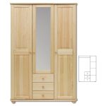 Šatní skříň Country 3+3PL – SF100 – masiv borovice – 125/190/60cm (š/v/h)