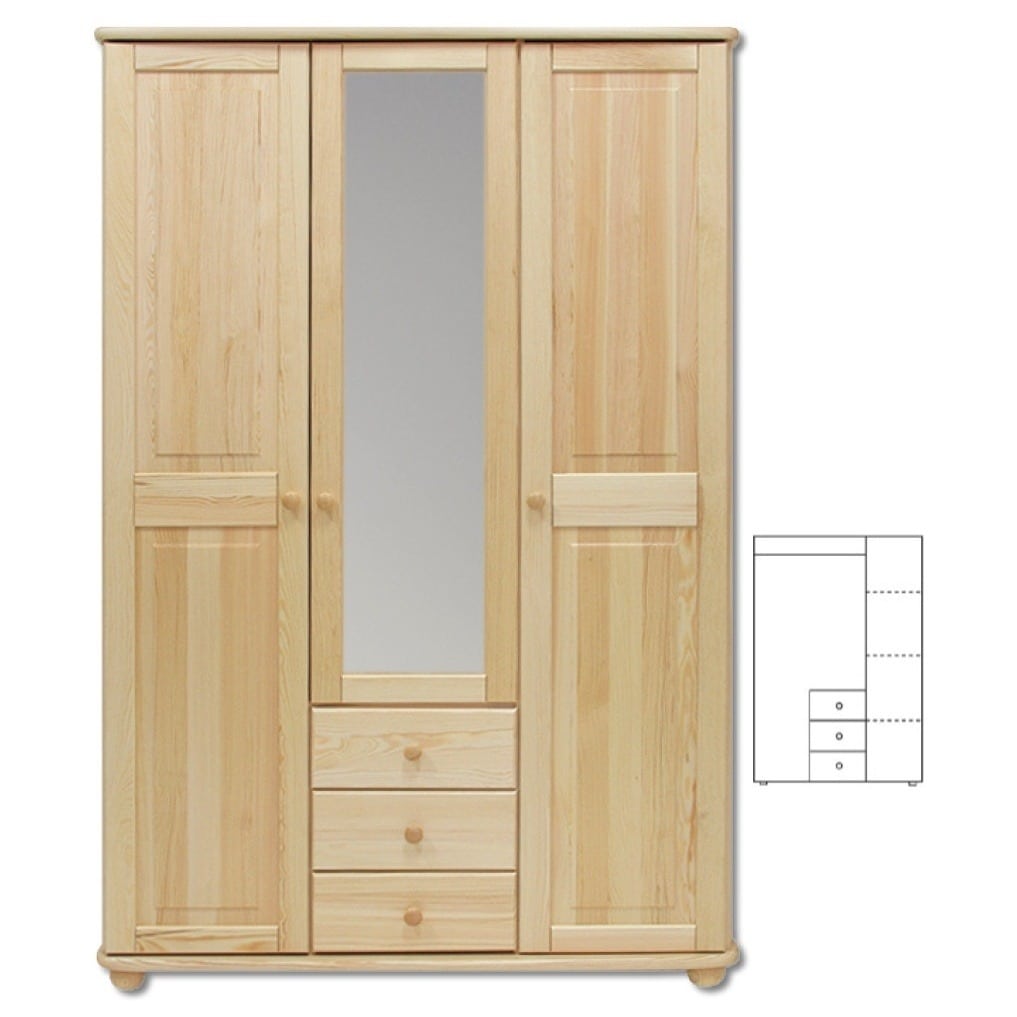 Šatní skříň Country 3+3PL – SF100 – masiv borovice – 125/190/60cm (š/v/h)