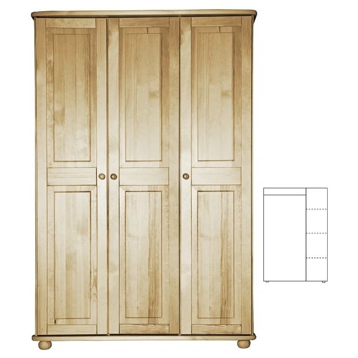 Šatní skříň Country 3P – SF105 – masiv borovice – 125/190/60cm (š/v/h)