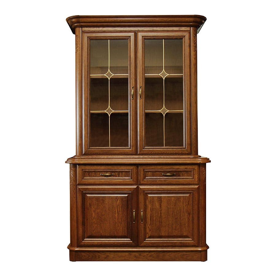 Dubová kredenc, vitrína DB22 History – 121/206/50cm (š/v/h)