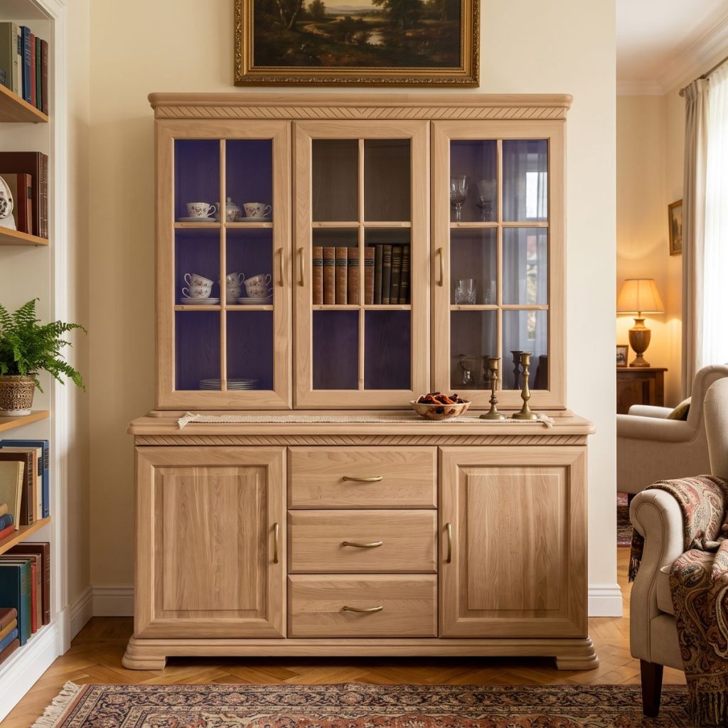 Dubová kredenc, vitrína KR204 DB Castello – 163/198/48cm (š/v/h)