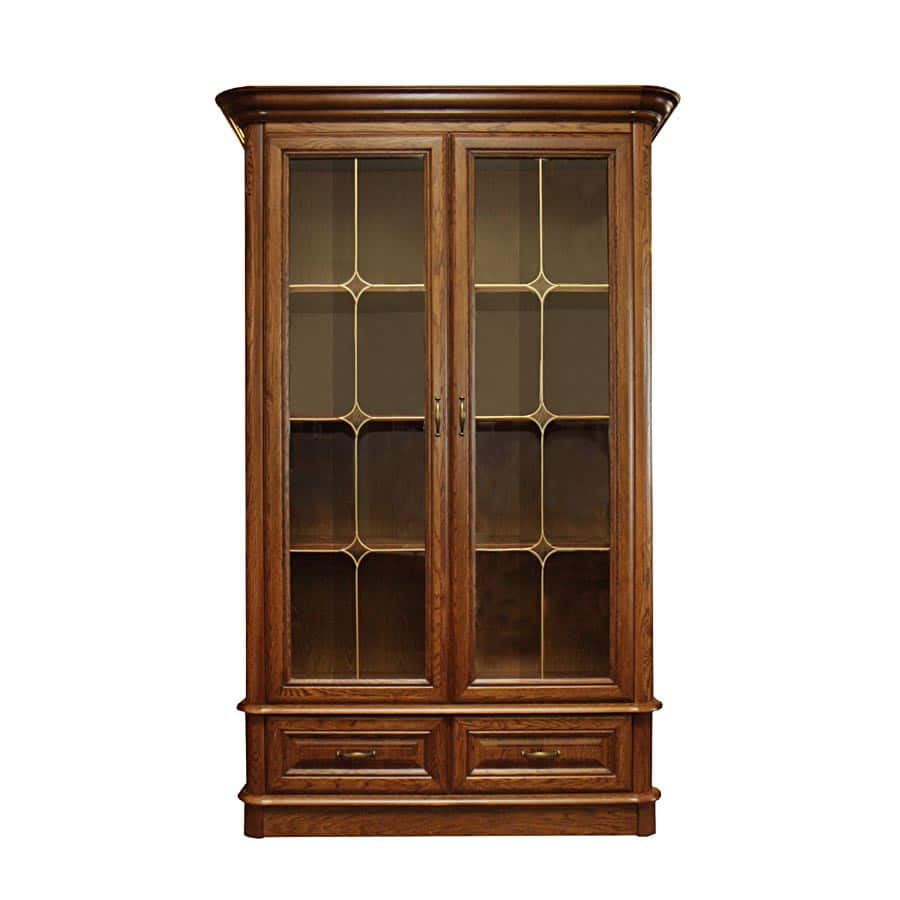 Dubová vitrína DB16 History – 131/206/50cm (š/v/h)