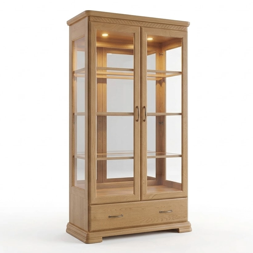 Dubová vitrína VI204DB Castello – 111/198/48cm (š/v/h)