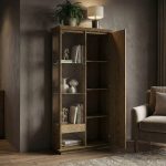 Dubová vitrína VI702 ROMA – 102/190/45cm (š/v/h)