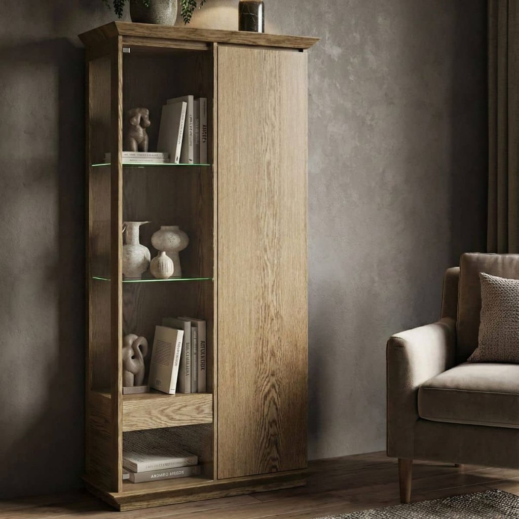 Dubová vitrína VI702 ROMA – 102/190/45cm (š/v/h)